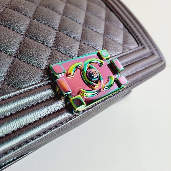 Chanel Purple Iridescent Quilted Leather Small Boy Flap Shoulder Bag - Picture 5 of 16